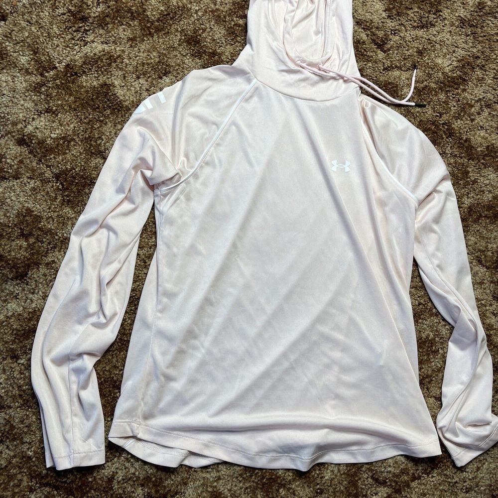Under Armour Hoodie Womens Large Drawstring Pullover Sweatshirt Pink Long Sleeve - Picture 2 of 11